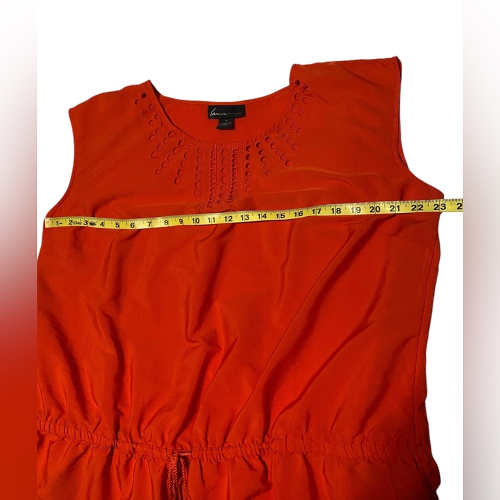 Lane Bryant Top Women’s 16 Eyelet  Sleeveless Drawstring Red Blouse BoHo Comfort - Picture 6 of 15